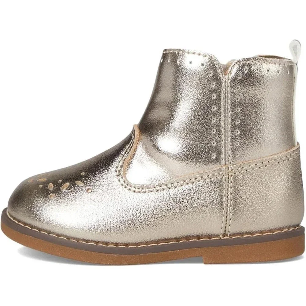 Stride Rite SR Stella BG034202 Boots Toddler Gold Leather Ankle Bootie ZOGG709